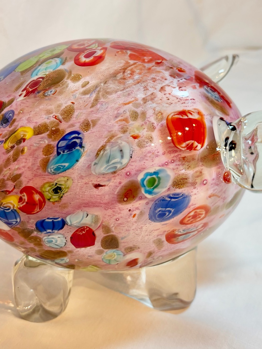 Pink Glass Pig Sculpture